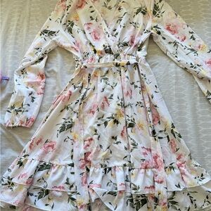Elegant Asymmetrical Floral Wrap Dress